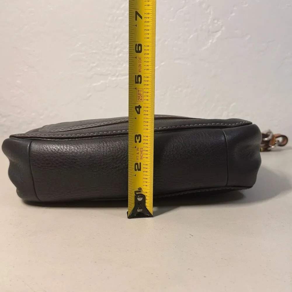Coach Chelsea Pebbled Black Leather Hobo Handbag Brown Strap - Picture 13 of 14